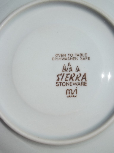 Simplicity Sierra coffee or tea pot, cups & saucers, vintage Japan stoneware