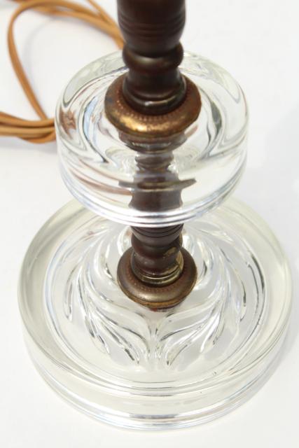 small glass lamps for boudoir or vanity table, retro 1950s vintage round glass lamp bases