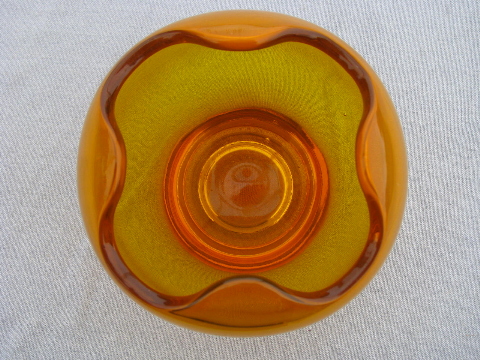 Small tangerine orange glass bowl vase