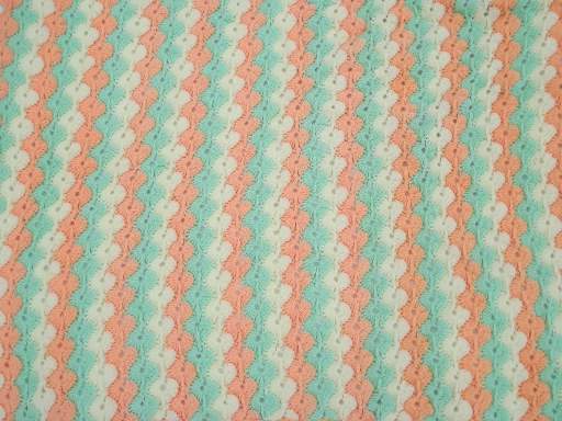 Soft fuzzy never used baby gift afghan, mint green, apricot, yellow