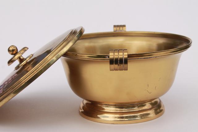 solid brass covered bowl, old Revere style ice bucket or chafing dish casserole