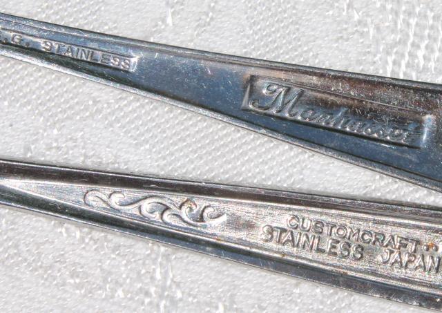 stainless steel butter knives, butter knife lot, mismatched patterns vintage flatware
