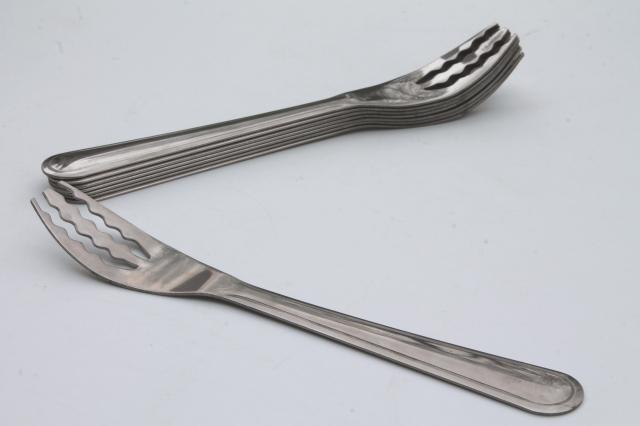 stainless steel spaghetti forks set for 8, vintage flatware 