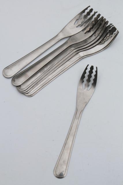 stainless steel spaghetti forks set for 8, vintage flatware 