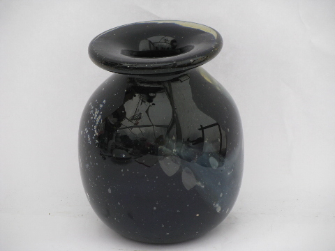 Starry sky swirled bubbles art glass vase, hand-blown vintage Murano