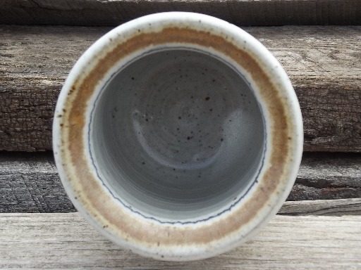 Stoneware pottery spoon holder, 70s 80s vintage kitchen canister jar
