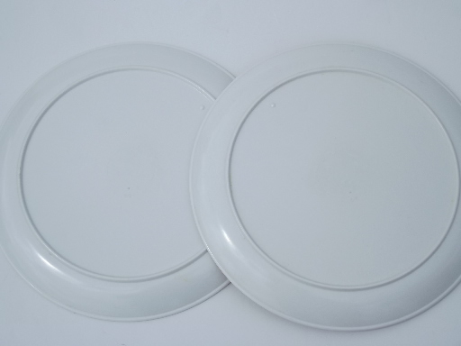 Summer flowers poppy print melmac dinner plates, retro vintage 70s set