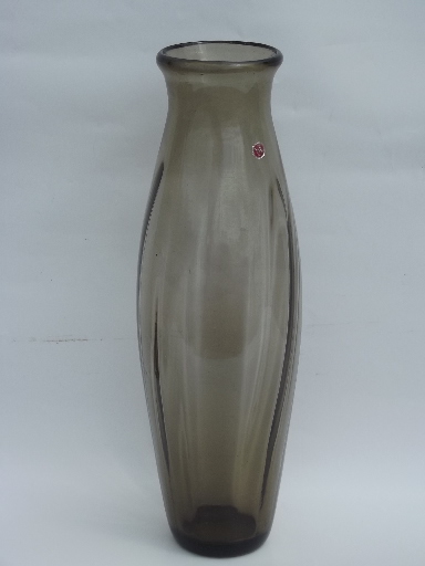 Tall Hand Blown Art Glass Vase Retro 60s Smoke Brown Vintage Italy