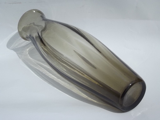 Tall hand-blown art glass vase, retro 60s smoke brown, vintage Italy