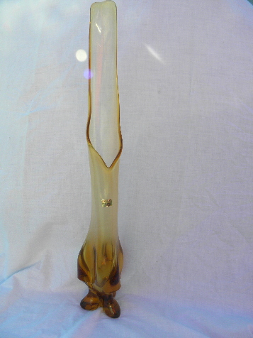 Tall mod amber glass vase, retro 60s-70s vintage Epic line, Viking label