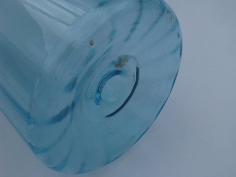 Tall plate blue decanter bottle vase, retro mid-century vintage