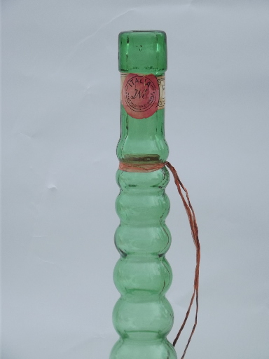 Tall retro bubble shape glass bottle Italian Chianti, vintage Italy