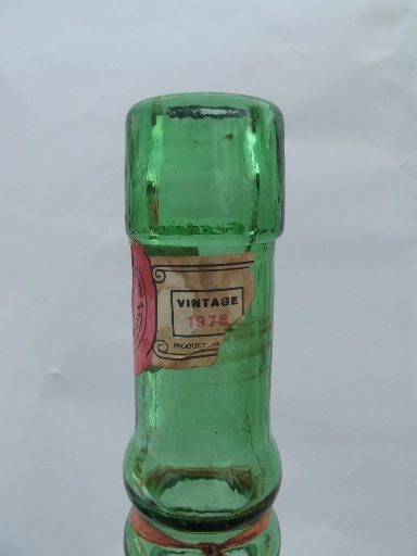 Tall retro bubble shape glass bottle Italian Chianti, vintage Italy