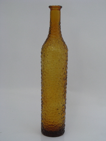 Tall skinny 60s retro bottle w/ stopper, vintage Italian glass decanter