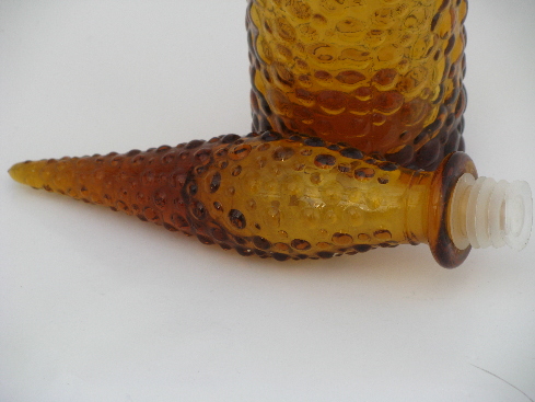 Tall skinny 60s retro bottle w/ stopper, vintage Italian glass decanter