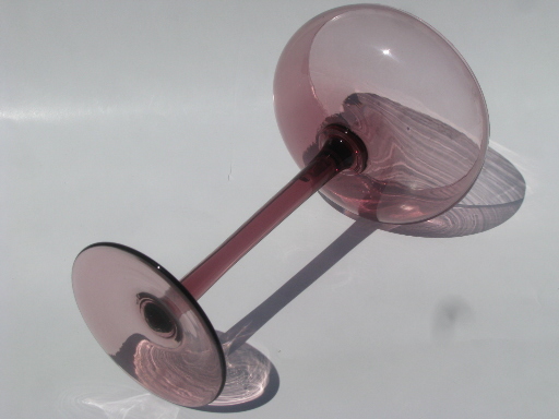 Tall skinny goblet vase, mid-century modern Italian art glass in amethyst