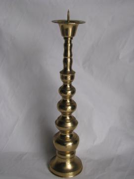 Tall solid brass candlestick, vintage altar candle stick