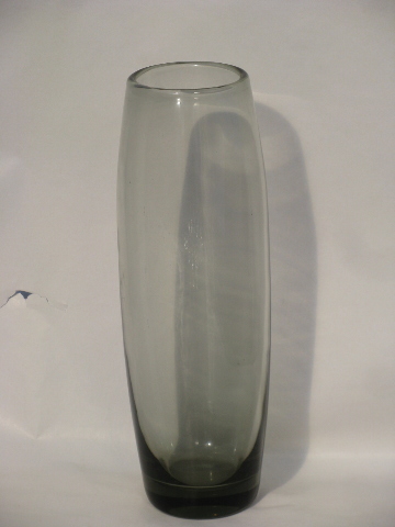 Tall vintage smoke brown glass vase, retro mod scandinavian modern