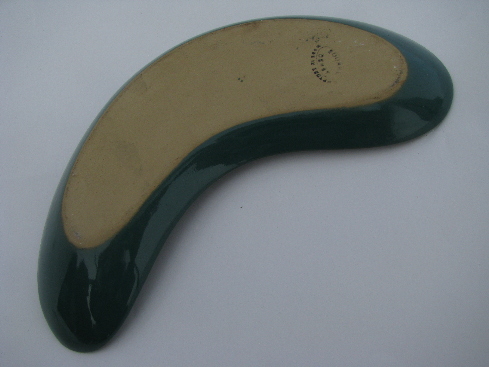Teal green mod boomerang shape pottery dish, Denby Square - England