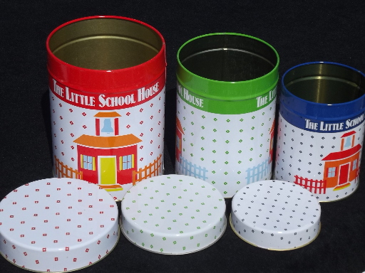 The Little Schoolhouse 80s vintage canister set