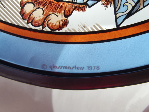 Tiger striped orange tabby cat, 70s vintage Glassmasters suncatcher