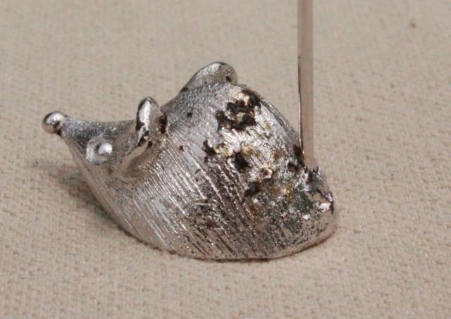 tiny metal mice hors d'oeuves servers, vintage Napier silver tone mouse cheese picks
