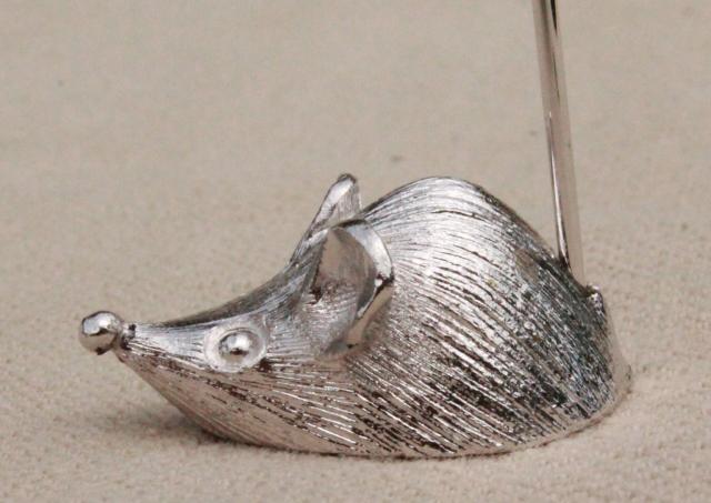 tiny metal mice hors d'oeuves servers, vintage Napier silver tone mouse cheese picks