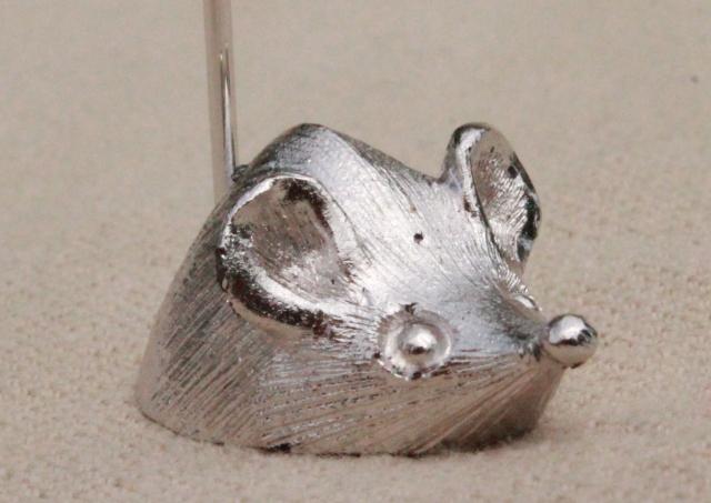 tiny metal mice hors d'oeuves servers, vintage Napier silver tone mouse cheese picks
