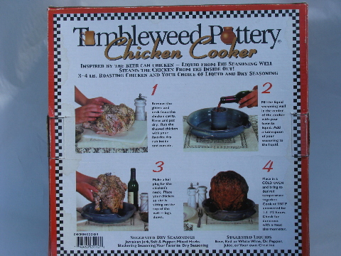 Tumbleweed pottery chicken cooker in original box, never used