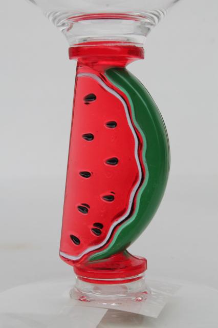 unbreakable plastic stemware watermelon wine glasses, set of 10 lucite goblets