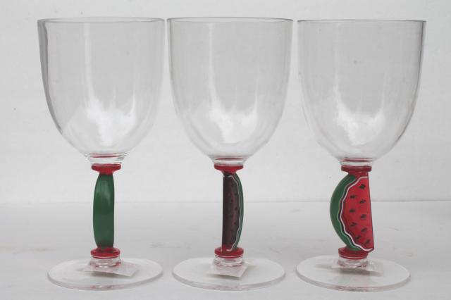 unbreakable plastic stemware watermelon wine glasses, set of 10 lucite goblets
