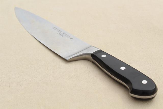 unused vintage Wusthof classic chef cooks knife, all-purpose kitchen blade w/ full tang