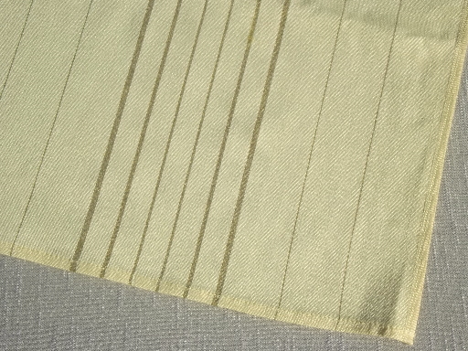 Unused vintage linen weave tablecloth & napkins, harvest yellow shot w/ gold