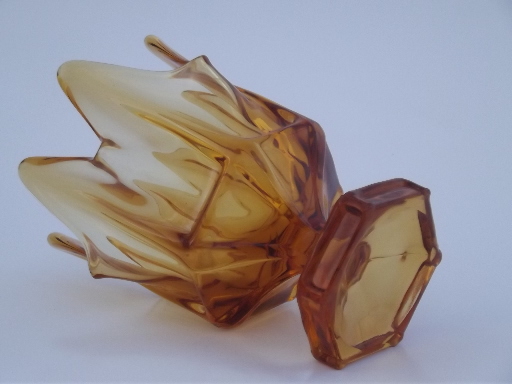 Viking epic line free form art glass vase, retro 70s vintage amber glass