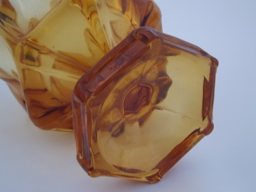 Viking epic line free form art glass vase, retro 70s vintage amber glass