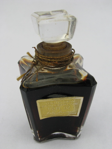 Vintage 1950s glass stoppered perfume bottles, Youth-Dew, Chanel
