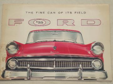 Vintage 1955 Ford Fairlane Town Sedan color booklet w/ Ford car lineup