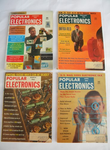 Vintage 1961 full year Popular Electronics magazines w/DIY radio projects