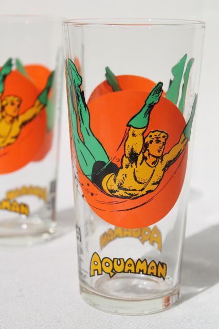 vintage 1976 Pepsi Aquaman superhero character glasses