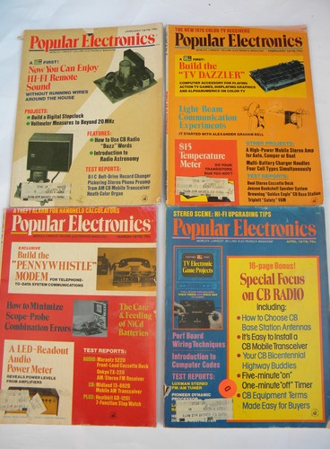 Vintage 1976 full year Popular Electronics magazines w/DIY radio&stereo projects