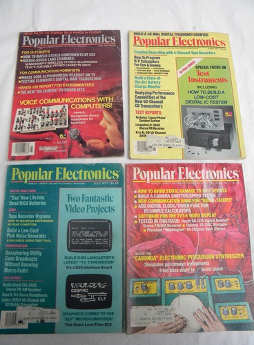 Vintage 1977 full year Popular Electronics magazines w/DIY projects & plans
