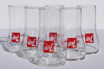 Vintage 7-up glasses, retro upside down 7-UP the Uncola glass set of 6
