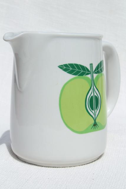 vintage Arabia Finland Pomona green apple white ceramic pitcher