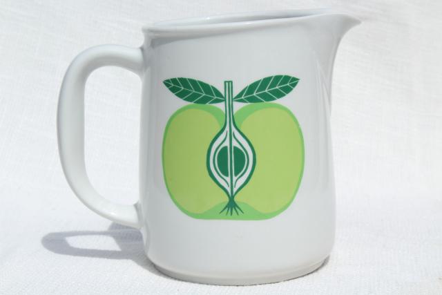vintage Arabia Finland Pomona green apple white ceramic pitcher
