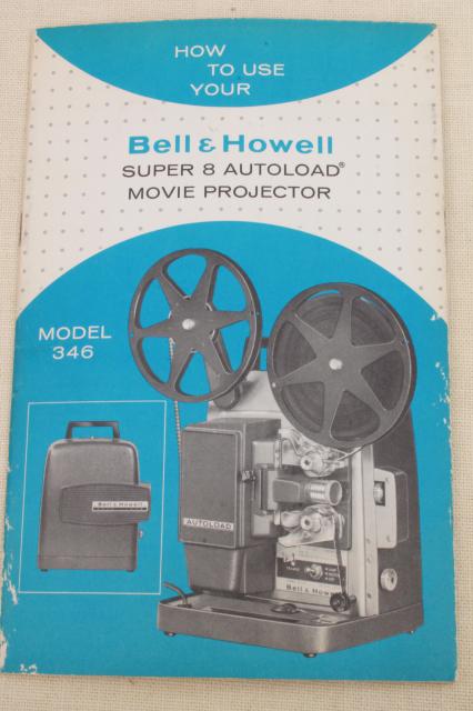 vintage Bell & Howell Super 8 Autoload 346 8mm movie projector w/ manual