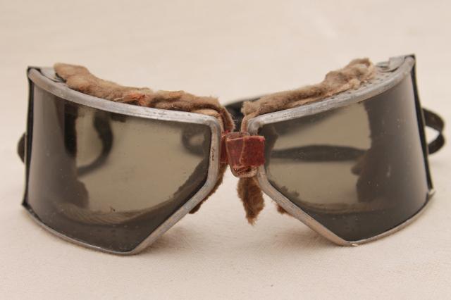 vintage Cesco motorcycle goggles 30s vintage smoke tint  lenses  for flying or racing
