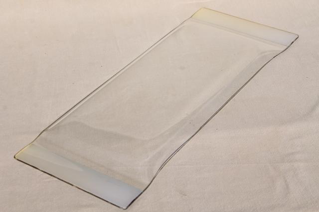 vintage Dorothy Thorpe wide silver band glass cocktail tray, mod bent formed glass