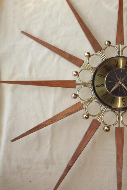 vintage Elgin sunburst clock, huge mid century  modern atomic wall clock