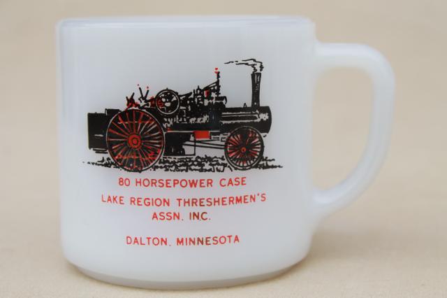 vintage Federal milk glass coffee mugs, antique steam engine tractors & engines