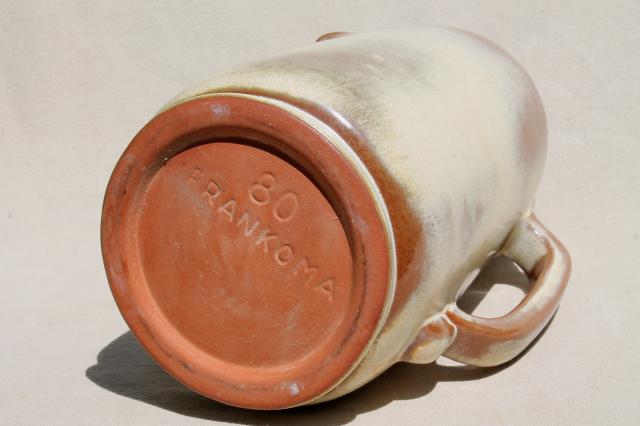 vintage Frankoma pottery Plainsman pitcher, brown satin or desert gold